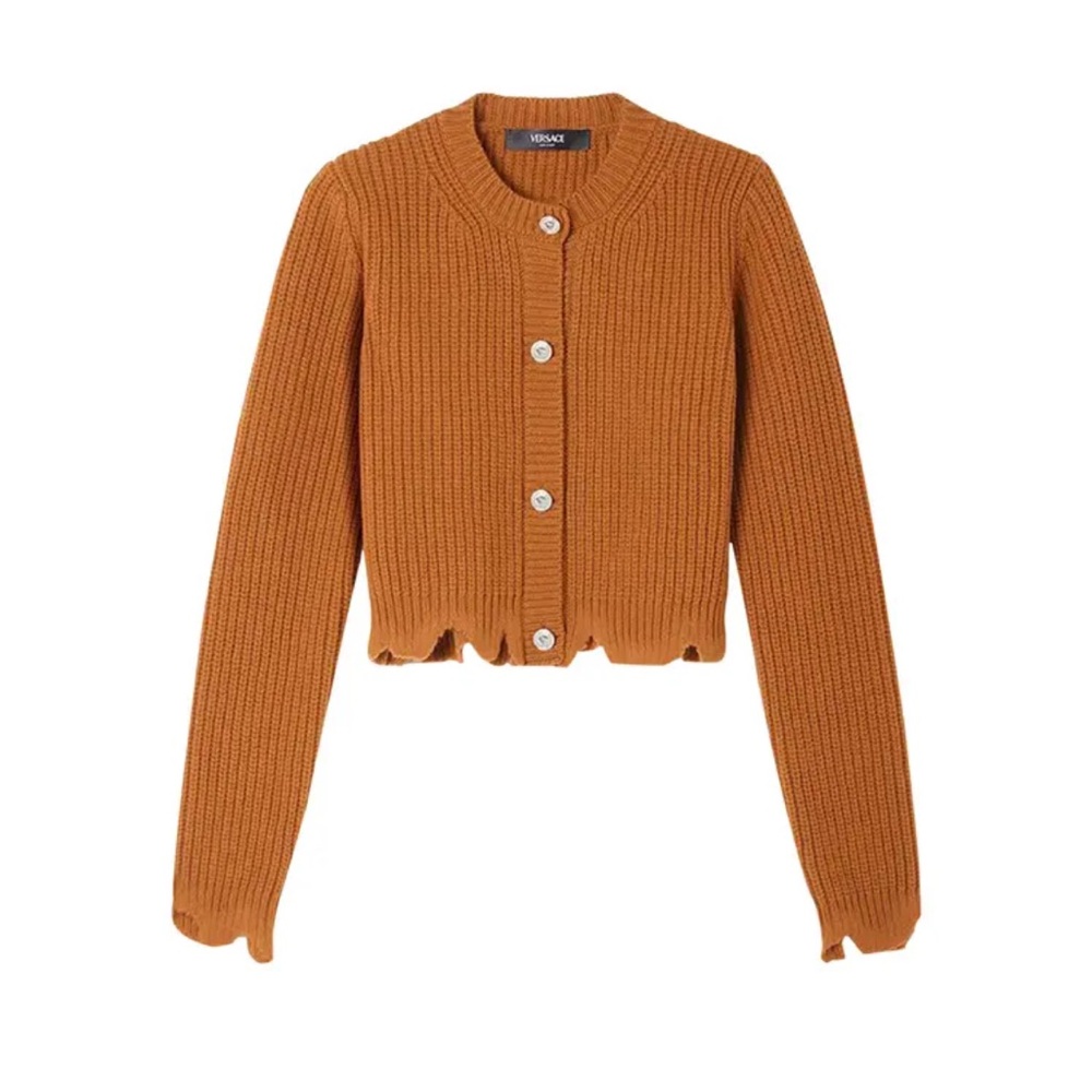 NWT Versace distressed wool cardigan